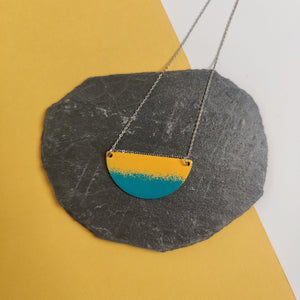 Necklace - Semi Circle - Yellow and Teal