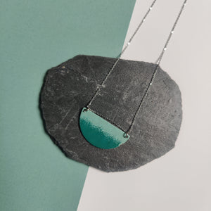 Necklace - Semi Circle - Two Tone Sage