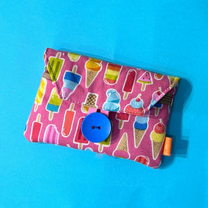 Zip Pocket Button Purse - Ice Lollies