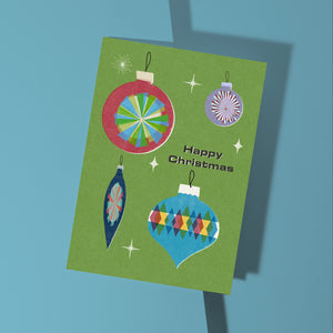 Christmas Card - Retro Baubles