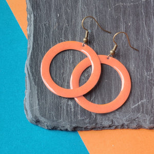 Earrings - Circle Cut Away - Coral