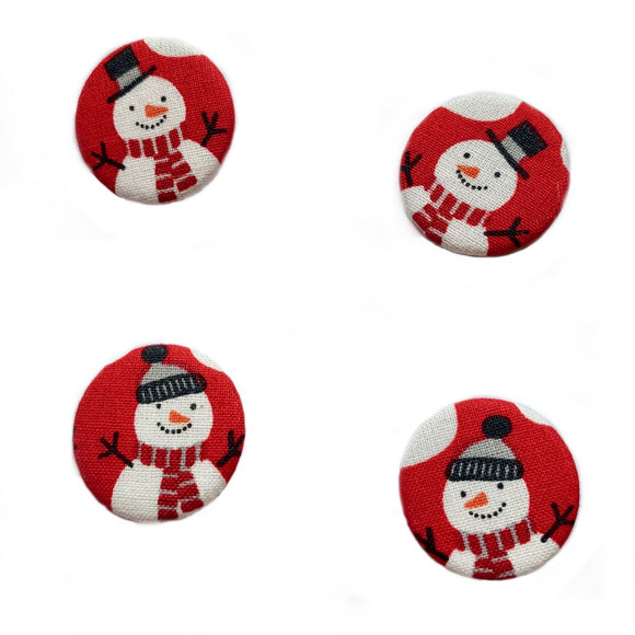 Snowman on Red Fabric Badge