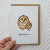 Sending Hugs - Cute owls card