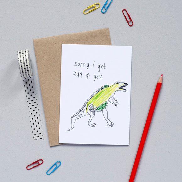 'Sorry I Got Mad At You' Dinosaur Greetings Card