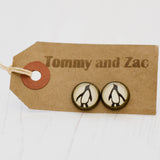 Cabochon Dangly & Stud Earrings / Natural Graphic Penguin / Black And White