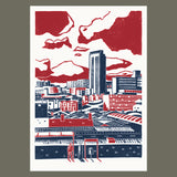 Sheffield City View linocut poster-print