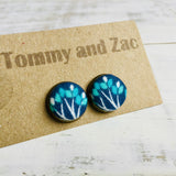 Cotton Fabric Earring / Turquois Tree