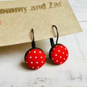Japanese Fabric Earrings / Polka Dot Red