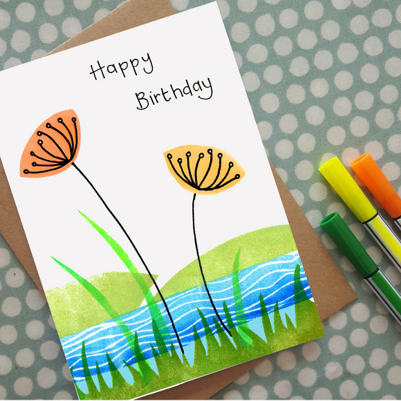 Birthday card - Wild flower meadow