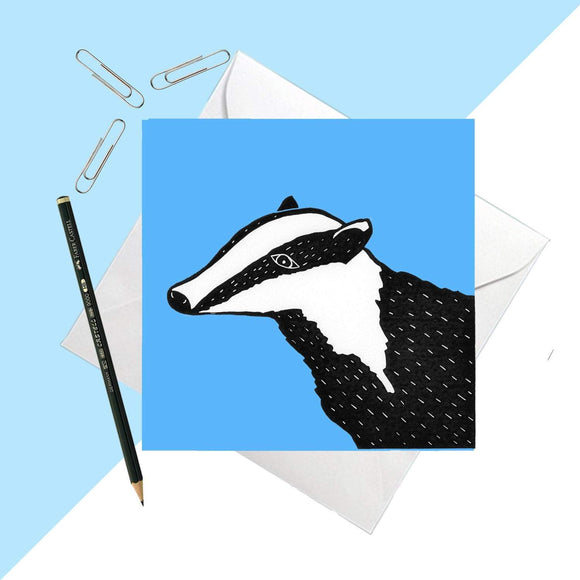 Blue Badger Greetings Card