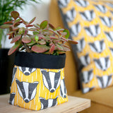 Badger Print Textile Plant Pot