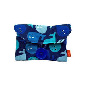 Zip Pocket Button Purse - Blue Whales